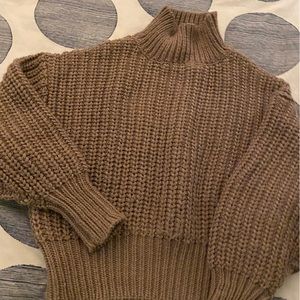 H&M Lightly Worn Knit Taupe High Neck Sweater, Size S